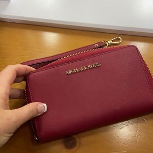 Michael lord red wristlet wallet